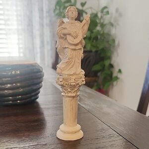 Serene Cream Angel Figurine on Pedestal
